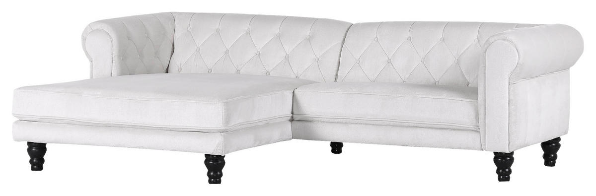ECKSOFA in Plüsch Weiß  160/260 cm  - Dunkelbraun/Weiß, Design, Holz/Textil (160/260cm) - MID.YOU