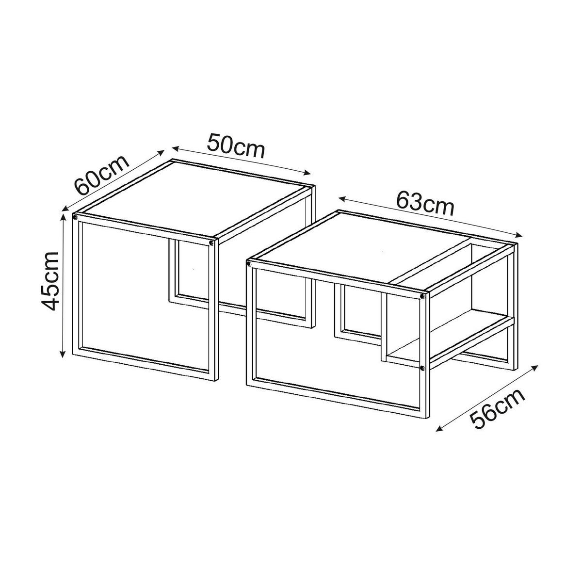 COUCHTISCHSET Bati Couchtisch Beige  - Beige/Schwarz, Design, Holzwerkstoff - Livetastic