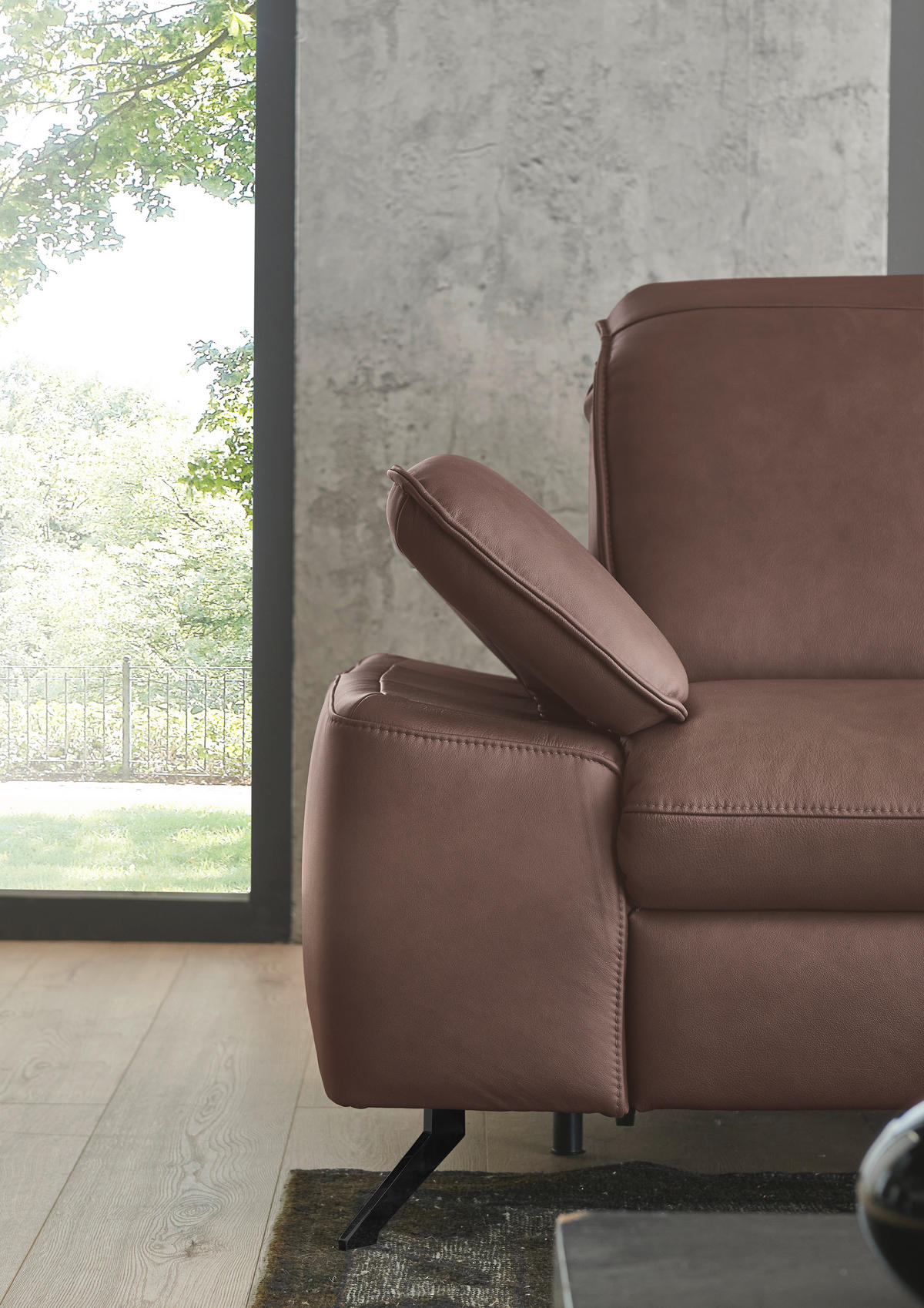 ECKSOFA Echtleder Rotbraun  - Rotbraun/Schwarz, Design, Leder/Metall (169/307cm) - Beldomo Premium