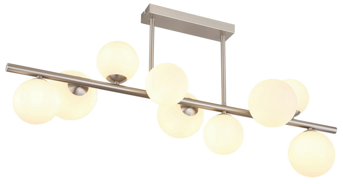 STROPNA LED-SVETILKA   //3000 K/230 V/ - barve niklja/opal, Konvencionalno, kovina/steklo (87/28/37cm) - Globo