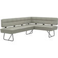 ECKBANK 227/165 cm  in Hellgrau  - Hellgrau/Schwarz, Design, Leder/Metall (227/165cm) - Moderano