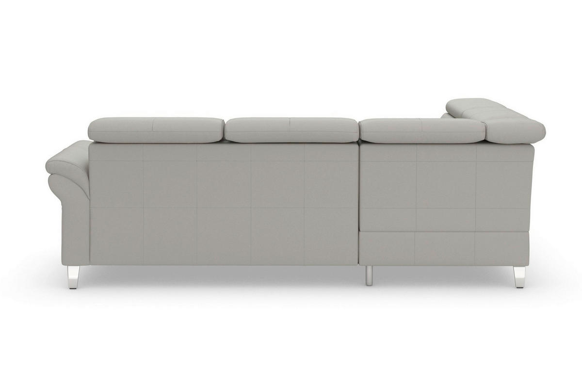 ROHOVÁ SEDAČKA, kůže, světle šedá - světle šedá/barvy chromu, Basics, kov/kůže (194/245cm) - Sit & More