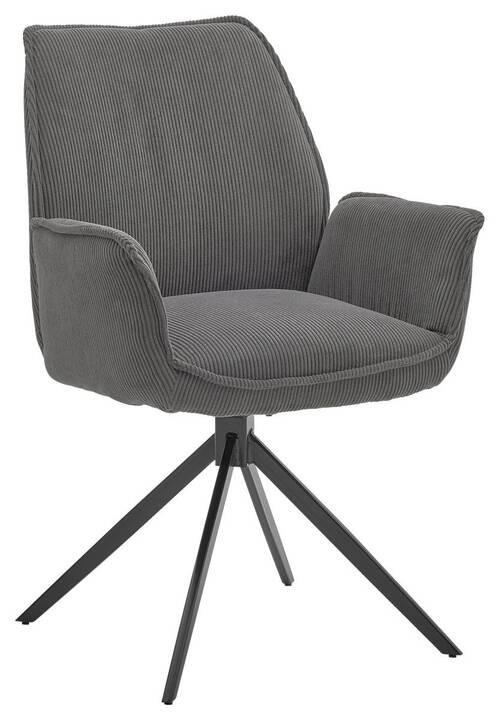 ARMLEHNSTUHL in Cord - Anthrazit/Schwarz, Design, Textil/Metall (63/91/65cm) - Musterring