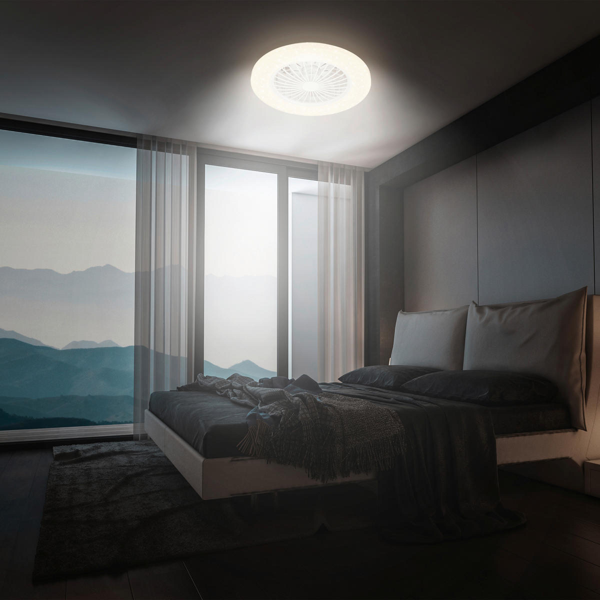 DECKENVENTILATOR 48.5/14.5 cm   - Weiß, Design, Kunststoff (48.5/14.5cm)