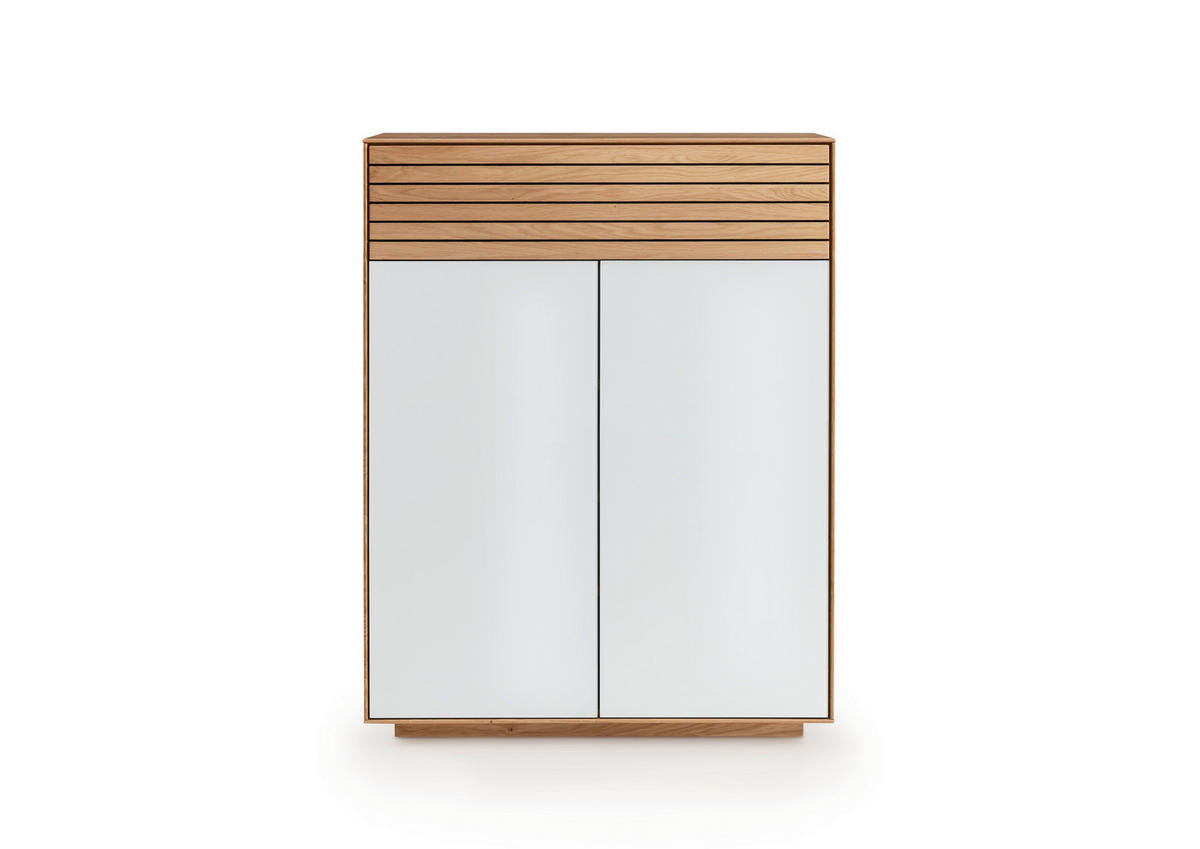 SCHUHSCHRANK  in 80/103/37 cm  - Wildeiche/Weiss, Natur, Glas/Holz (80/103/37cm) - Linea Natura