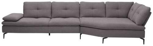 ECKSOFA in Flachgewebe Anthrazit  - Anthrazit/Schwarz, Design, Textil/Metall (344/157cm) - Chilliano