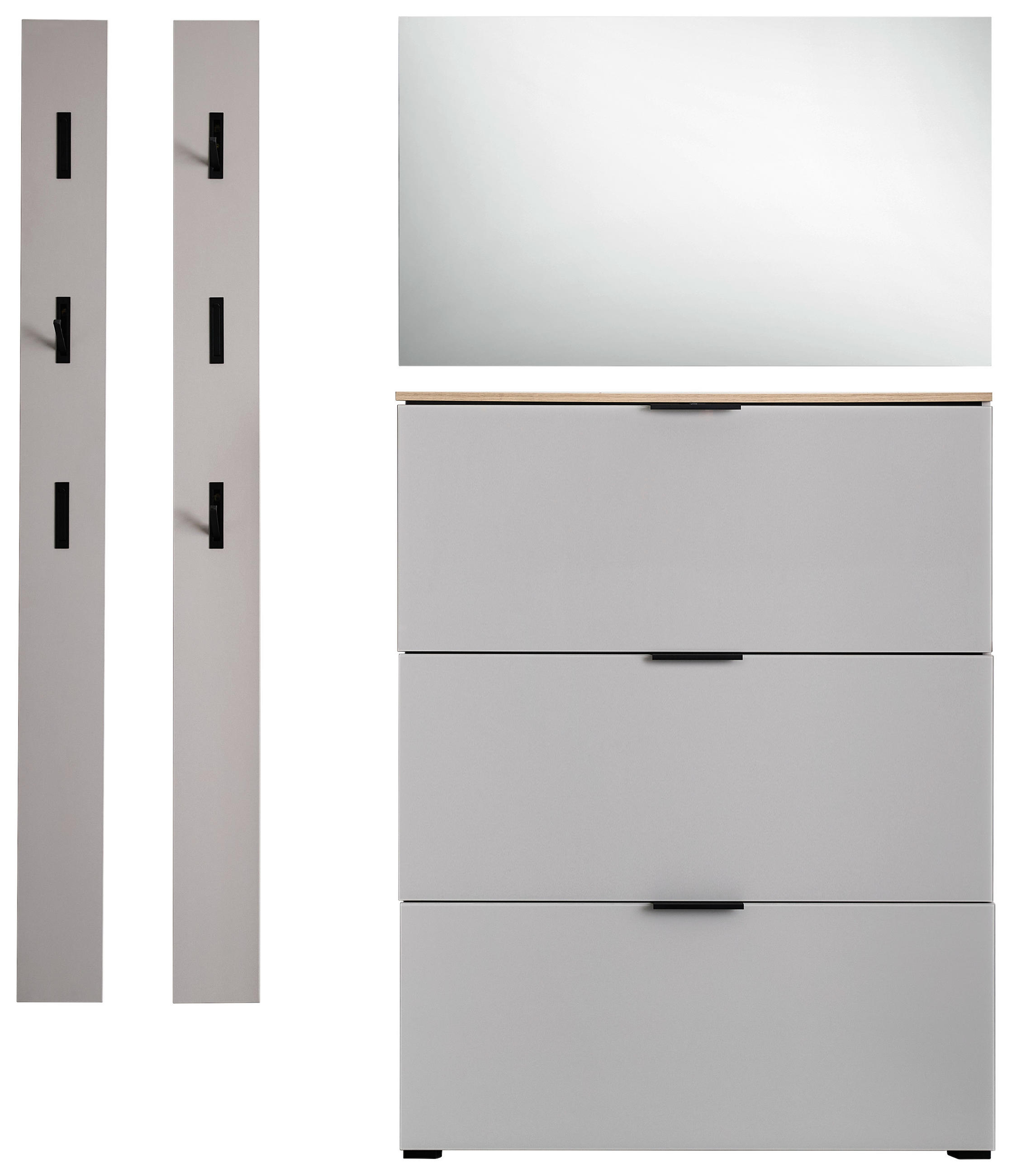 GARDEROBE 4-teilig  in 190/200/19 cm  - Kaschmir/Eichefarben, Design, Glas/Holzwerkstoff (190/200/19cm) - Voleo