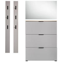 GARDEROBE 4-teilig  in 190/200/19 cm  - Kaschmir/Eichefarben, Design, Glas/Holzwerkstoff (190/200/19cm) - Voleo