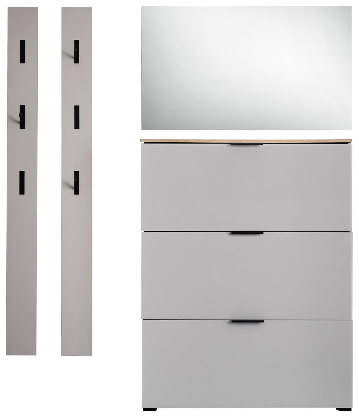 GARDEROBE 4-teilig  in 190/200/19 cm  - Kaschmir/Eichefarben, Design, Glas/Holzwerkstoff (190/200/19cm) - Voleo