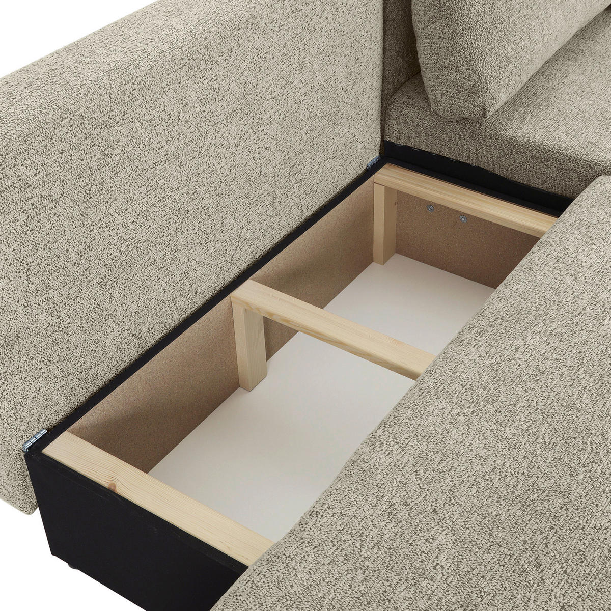 ECKSOFA Mintgrün Flachgewebe Zierkissen, Rückenkissen, Bettkasten, Schlaffunktion, Rücken echt, Liegefläche im Originalstoff  - Schwarz/Mintgrün, KONVENTIONELL, Kunststoff/Textil (260/145cm) - Carryhome