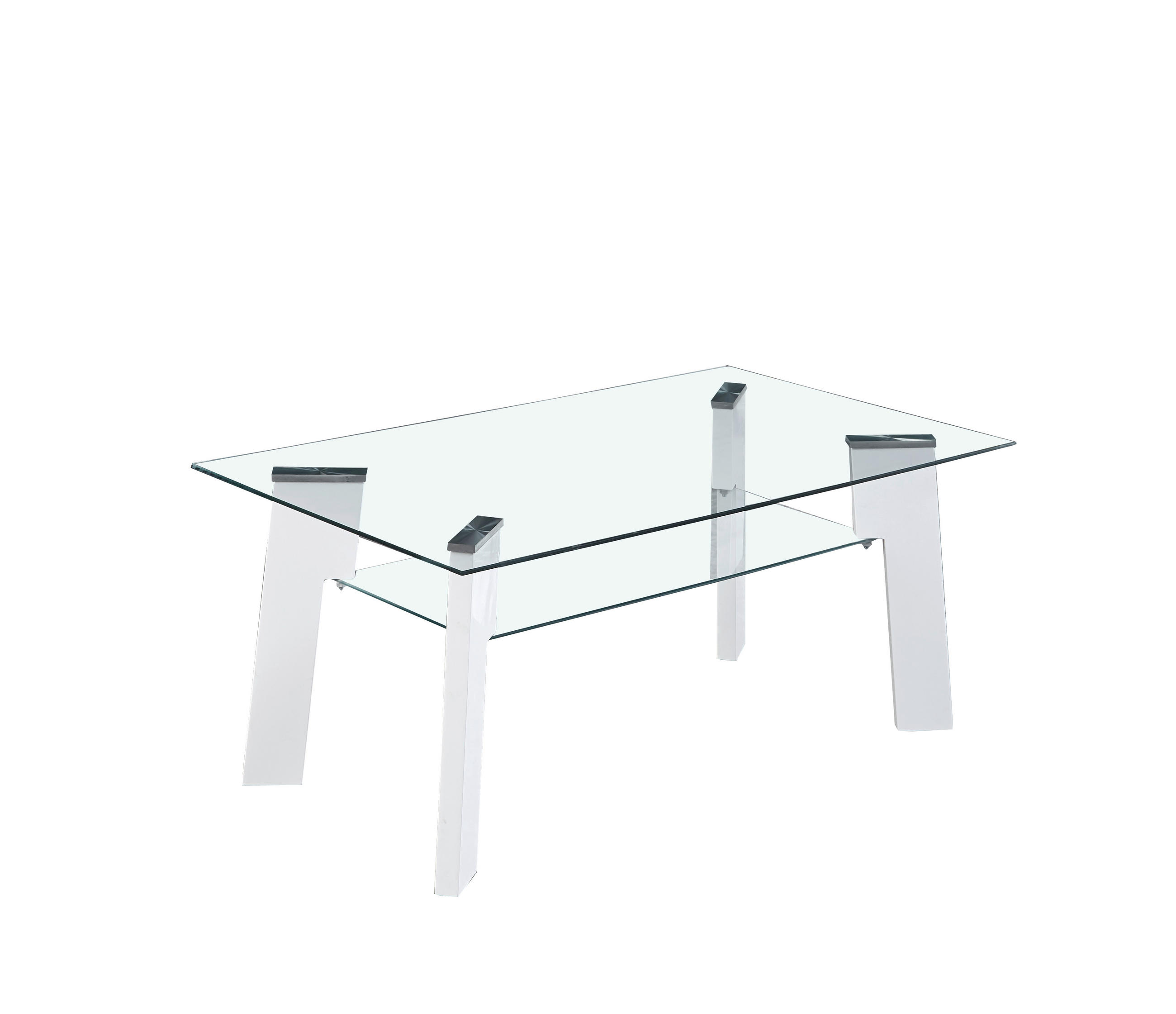 COUCHTISCH Sicherheitsglas 110/60/42 cm rechteckig Klar, Weiß Hochglanz  - Klar/Weiß Hochglanz, Design, Glas/Holzwerkstoff (110/60/42cm) - Livetastic