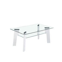COUCHTISCH Sicherheitsglas 110/60/42 cm rechteckig Klar, Weiß Hochglanz  - Klar/Weiß Hochglanz, Design, Glas/Holzwerkstoff (110/60/42cm) - Livetastic