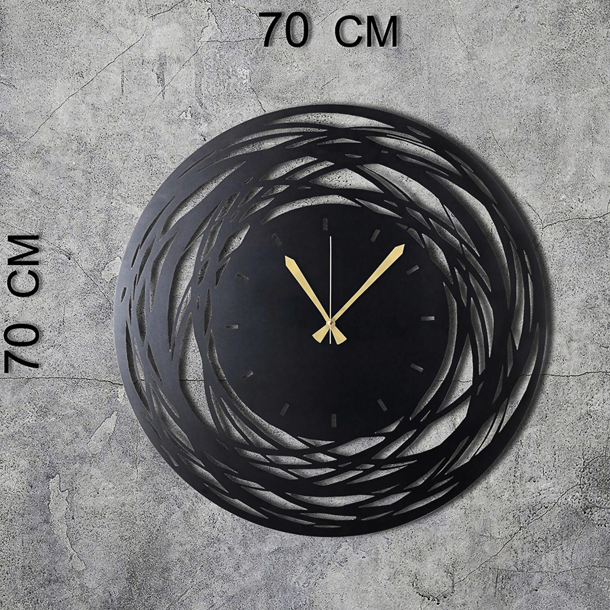 WANDUHR Schwarz 70/70/0,2 cm  - Schwarz, LIFESTYLE, Metall (70/70/0,2cm)