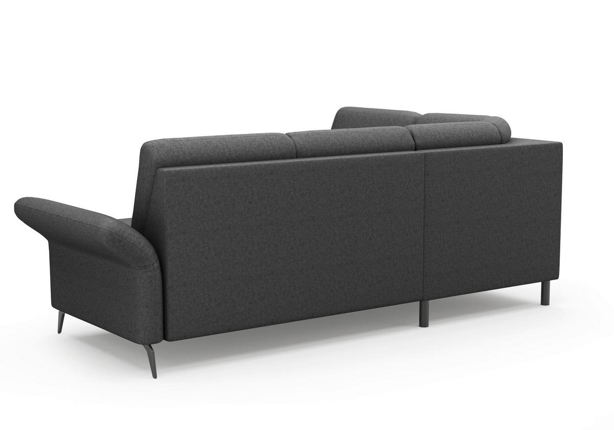 ECKSOFA ROCHELLE E Dunkelgrau Flachgewebe  - Dunkelgrau/Schwarz, KONVENTIONELL, Textil/Metall (216/240cm) - Sit & More