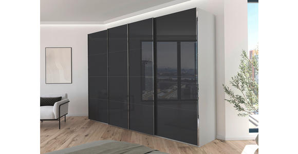 SCHWEBETÜRENSCHRANK 316/223/68 cm 4-türig Grau, Hellgrau - Chromfarben/Hellgrau, Design, Glas/Holzwerkstoff (316/223/68cm) - Novel
