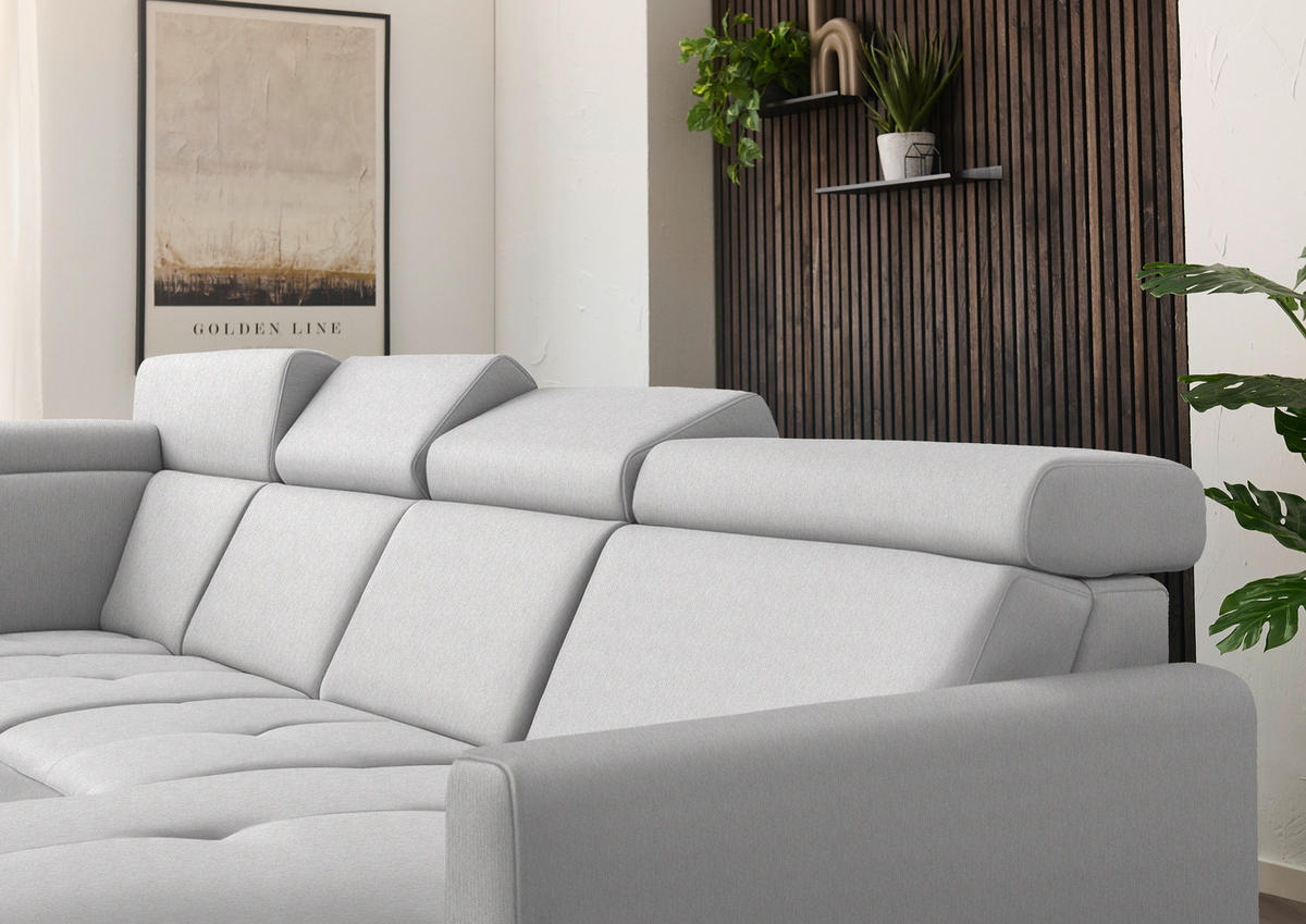 WOHNLANDSCHAFT Flachgewebe Naturfarben  - Schwarz/Naturfarben, Konventionell, Textil/Metall (215/333/174cm) - Beldomo System
