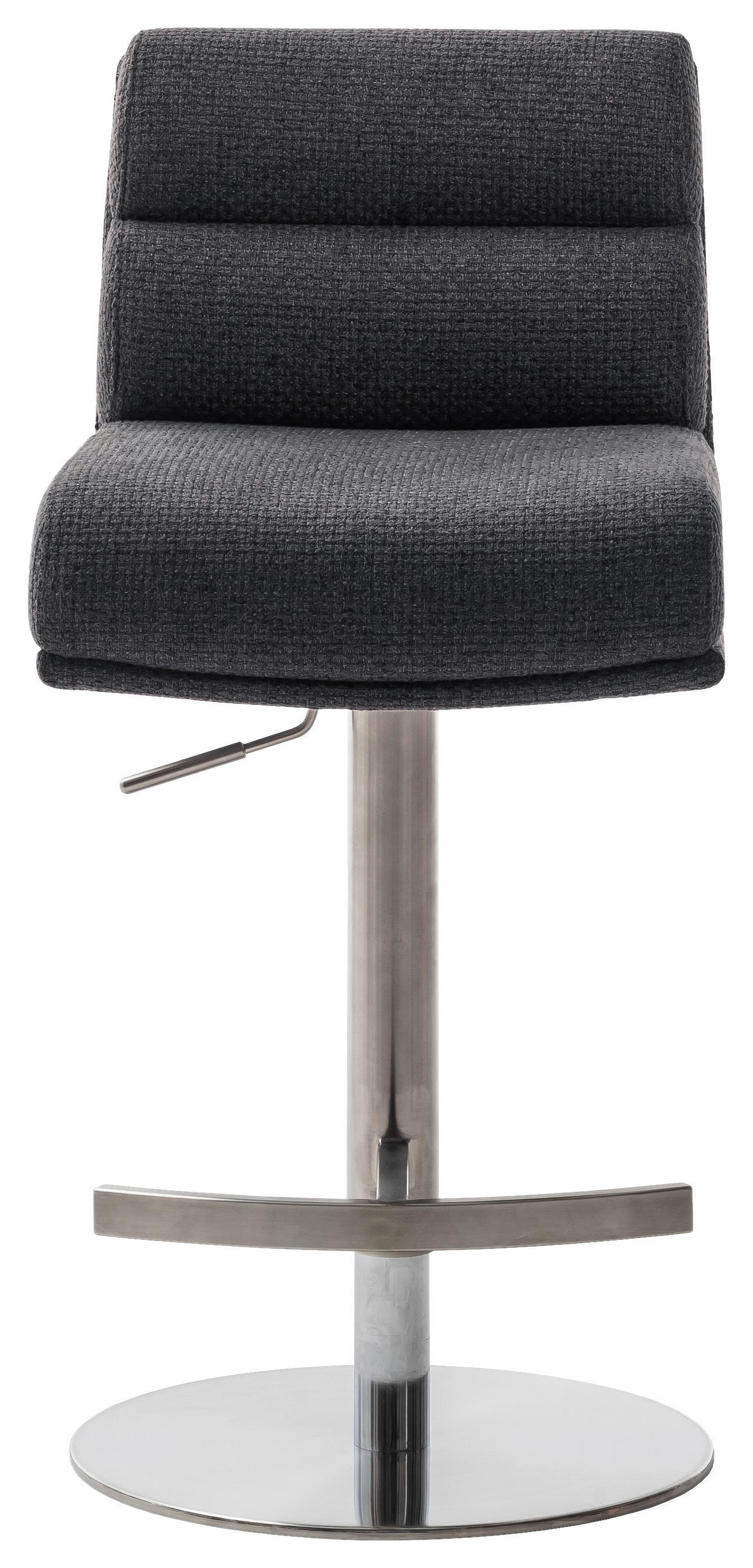 BARHOCKER in Metall, Textil Anthrazit, Edelstahlfarben  - Edelstahlfarben/Anthrazit, Design, Textil/Metall (43/84/52cm) - Dieter Knoll