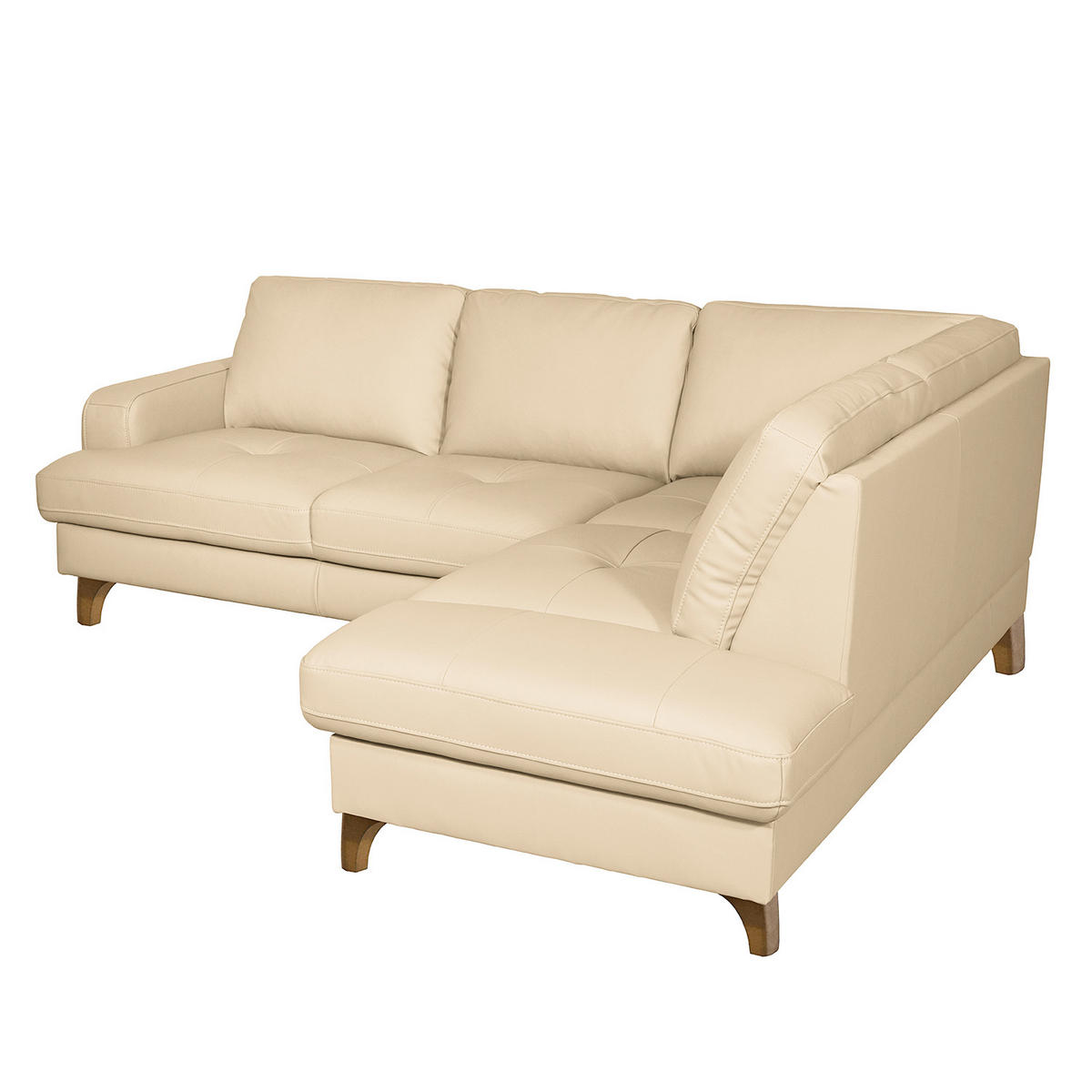 ECKSOFA Lederlook Echtleder Beige  - Beige/Buchefarben, Design, Leder/Holz (234/190cm) - Livetastic