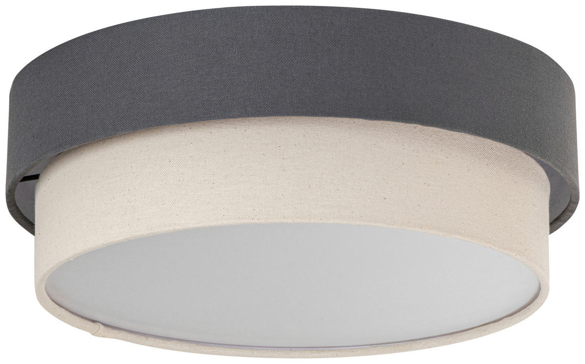 DECKENLEUCHTE  37/13 cm    - Weiss/Anthrazit, Design, Kunststoff/Textil (37/13cm) - Novel