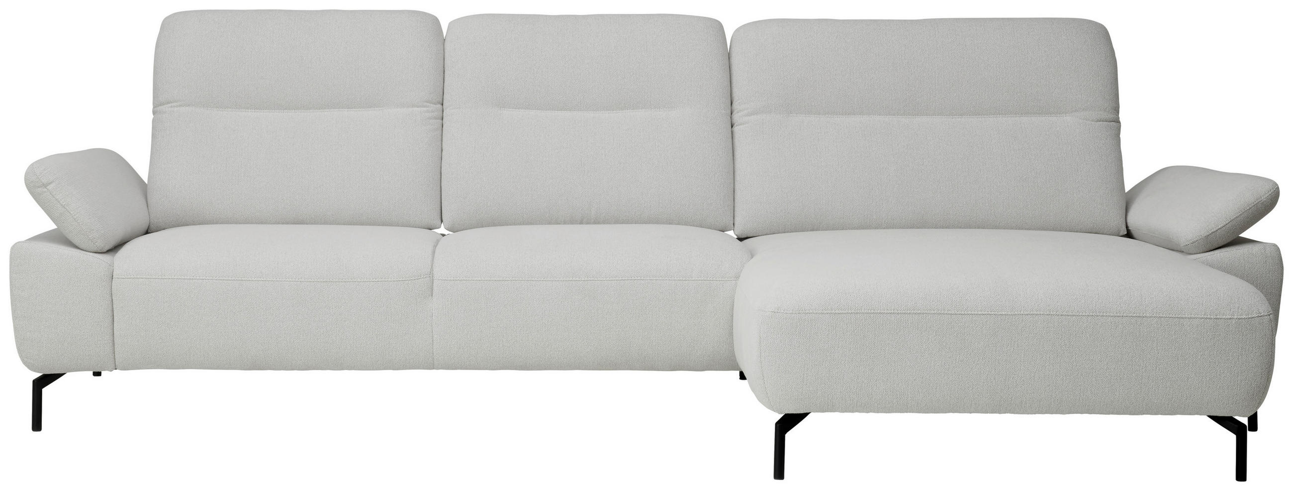 ECKSOFA in Chenille, Flachgewebe Grauweiss  - Schwarz/Grauweiss, Design, Textil/Metall (318/165cm) - Xora