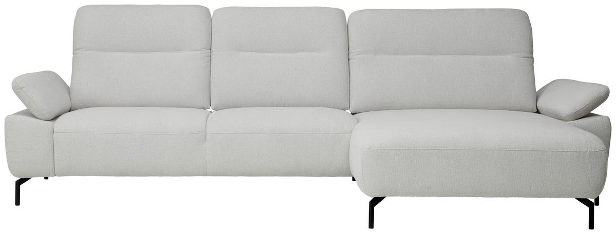 ECKSOFA in Chenille, Flachgewebe Grauweiss  - Schwarz/Grauweiss, Design, Textil/Metall (318/165cm) - Xora