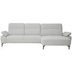 ECKSOFA in Chenille, Flachgewebe Grauweiß  318/165 cm  - Grauweiß/Schwarz, Design, Textil/Metall (318/165cm) - Xora