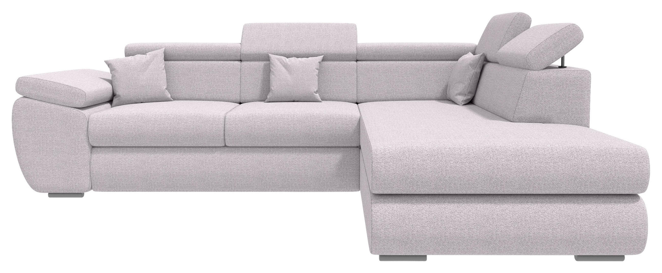 ECKSOFA Hellgrau Struktur  - Chromfarben/Hellgrau, KONVENTIONELL, Kunststoff/Textil (282/205cm) - Carryhome