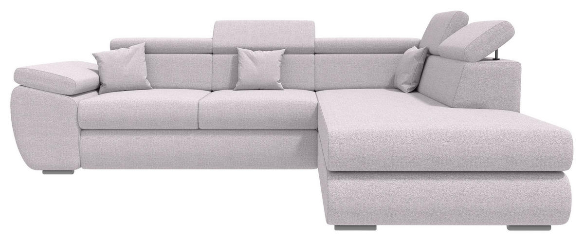 ECKSOFA Hellgrau Struktur  - Chromfarben/Hellgrau, KONVENTIONELL, Kunststoff/Textil (282/205cm) - Carryhome