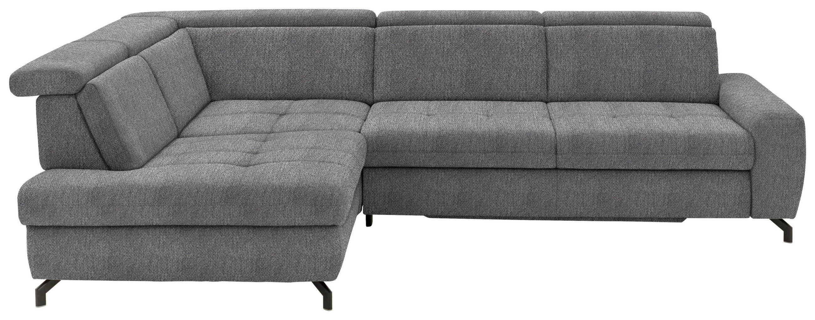 ECKSOFA in Chenille Grau  - Schwarz/Grau, Design, Textil/Metall (220/310cm) - Beldomo Style