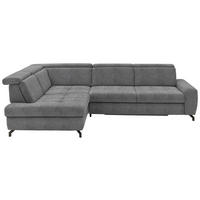 ECKSOFA in Chenille Grau  - Schwarz/Grau, Design, Textil/Metall (220/310cm) - Beldomo Style