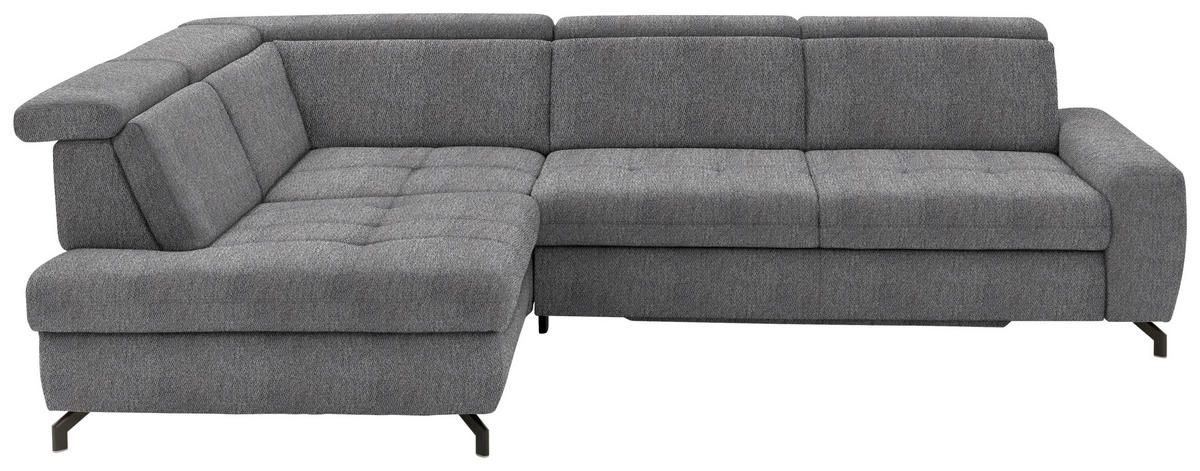 ECKSOFA in Chenille Grau  - Schwarz/Grau, Design, Textil/Metall (220/310cm) - Beldomo Style