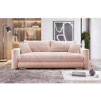 ZOFA S POSTELJNO FUNKCIJO,  roza tekstil  - roza/srebrne barve, Design, umetna masa/tekstil (232/88/105cm) - MID.YOU