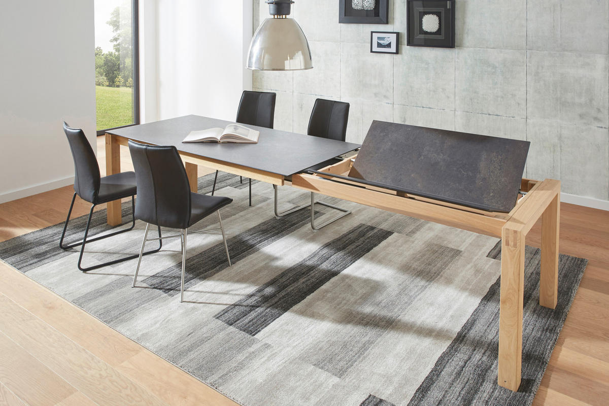 ESSTISCH Graphitfarben, Eichefarben rechteckig  ausziehbar, in verschiedenen Größen erhältlich, in verschiedenen Holzarten erhältlich, Variantenauswahl  - Eichefarben/Graphitfarben, Design, Holz/Kunststoff (180-280/90/75cm) - Dieter Knoll