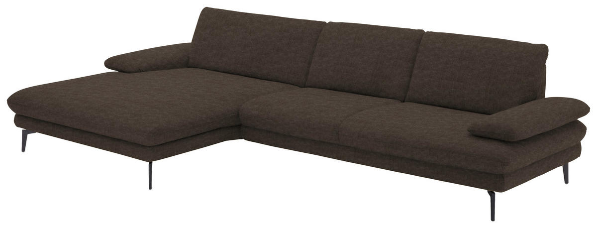 ECKSOFA in Velours Dunkelbraun  - Dunkelbraun/Schwarz, Design, Textil/Metall (180/310cm) - Dieter Knoll
