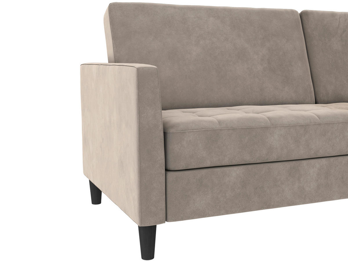 SCHLAFSOFA Velours Taupe  - Taupe/Schwarz, Basics, Kunststoff/Textil (207/86/86cm) - Livetastic