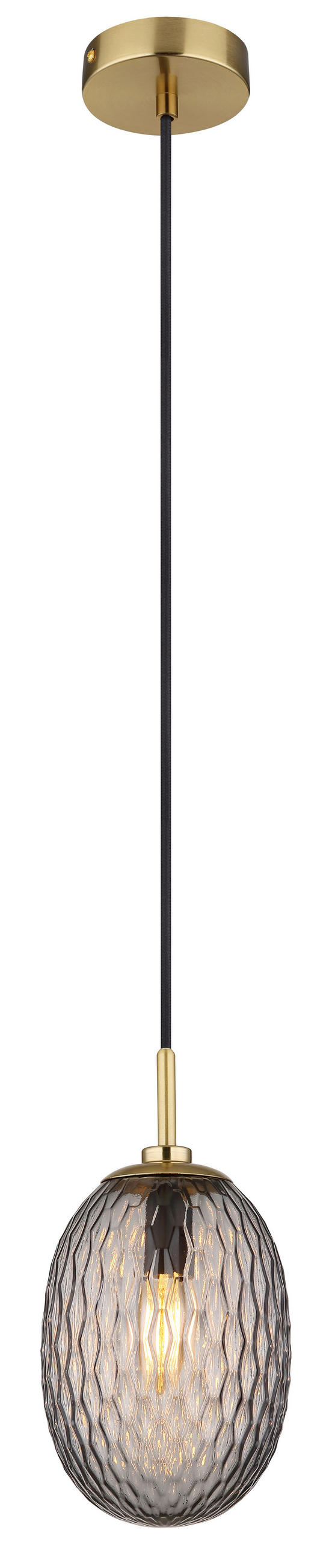 HÄNGELEUCHTE 15/120 cm    - Goldfarben/Schwarz, Basics, Glas/Textil (15/120cm) - Globo