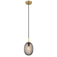 HÄNGELEUCHTE 15/120 cm    - Goldfarben/Schwarz, Basics, Glas/Textil (15/120cm) - Globo