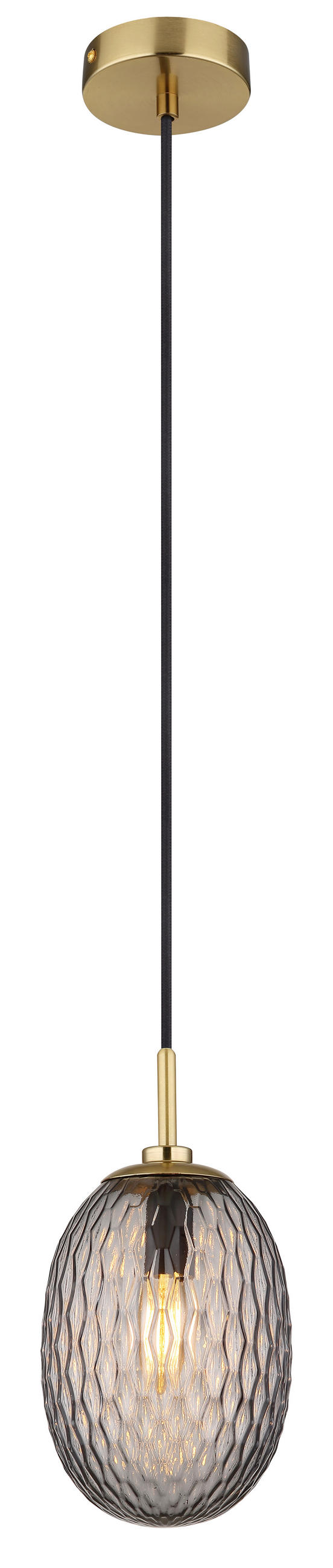 HÄNGELEUCHTE 15/120 cm    - Goldfarben/Schwarz, Basics, Glas/Textil (15/120cm) - Globo