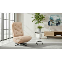 RELAXSESSEL NORA Lederlook, Mikrofaser    - Beige/Schwarz, Design, Textil/Metall (68/113/84cm) - Livetastic