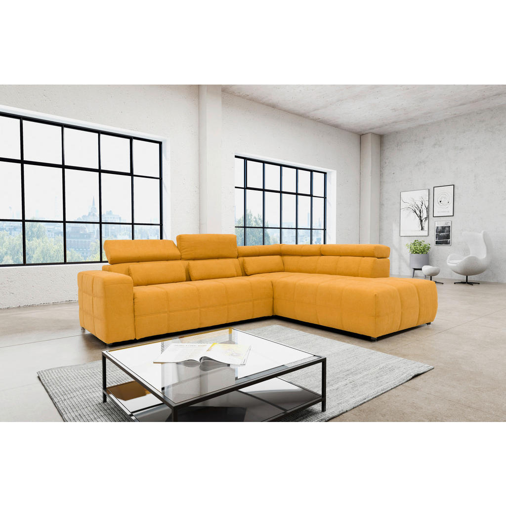 Thumbnail - Mid.you Ecksofa, Orange, Textil, Uni, 3-Sitzer, Ottomane rechts, L-Form, 275x228 cm, Made in EU, FSC Mix, seitenverkehrt...