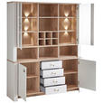 AUFSATZSCHRANK 162,4/121,6/38,2 cm  - Eichefarben/Grau, KONVENTIONELL, Glas/Holzwerkstoff (162,4/121,6/38,2cm) - Hom`in