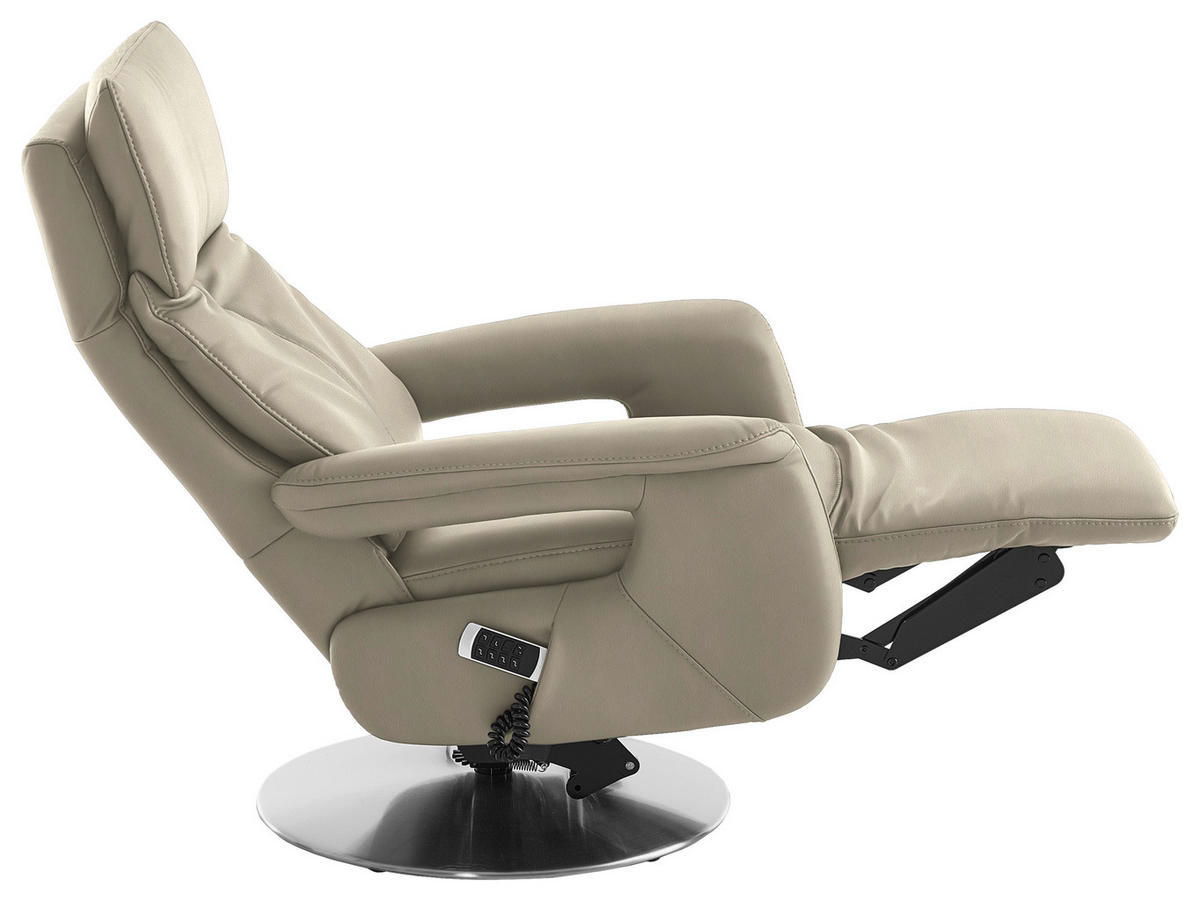 RELAXSESSEL in Leder Creme  - Edelstahlfarben/Creme, Design, Leder/Metall (78/112/85cm) - Cantus