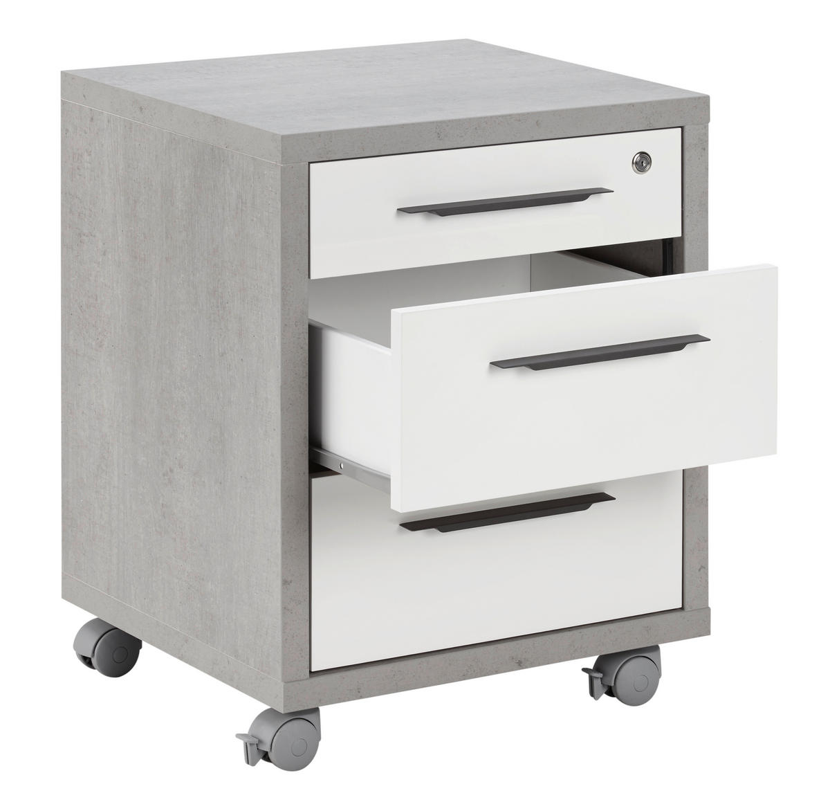 KONTAJNER NA KOLIESKACH, 47/63/45 cm - sivá/biela, Modern, kov/kompozitné drevo (47/63/45cm) - Carryhome