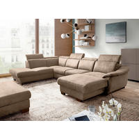 WOHNLANDSCHAFT Mikrofaser Braun  - Wengefarben/Braun, Design, Holz/Textil (273/347/238cm) - Livetastic
