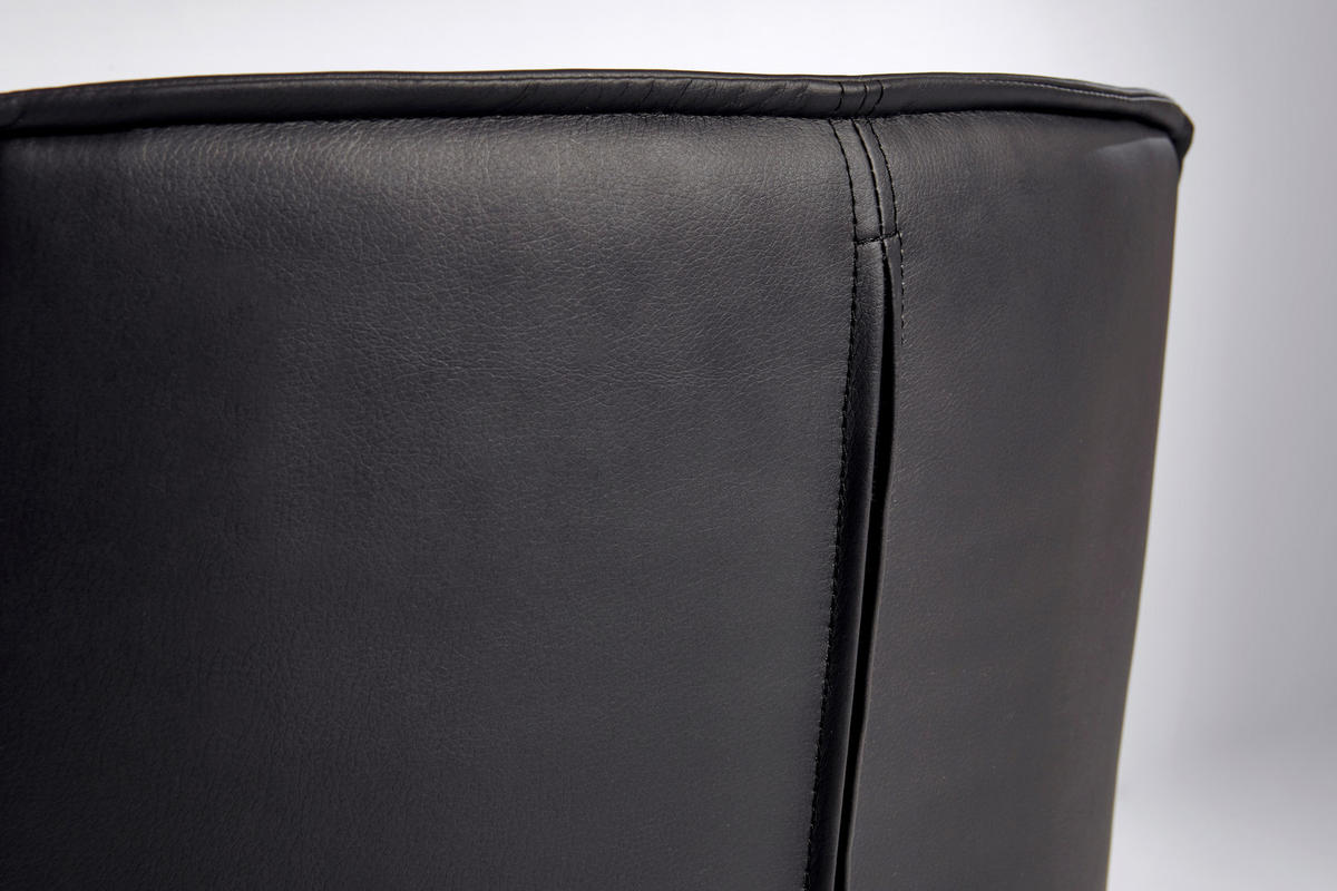 DREHSTUHL  in Lederlook Schwarz, Chromfarben  - Chromfarben/Schwarz, Modern, Kunststoff/Textil (61/61/84cm) - Livetastic