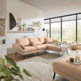 ECKSOFA  in Flachgewebe Lachsfarben Armteilverstellung, Relaxfunktion, Drehsitzfunktion  255-365/175-224 cm  - Schwarz/Lachsfarben, Design, Textil/Metall (255-365/175-224cm) - Dieter Knoll