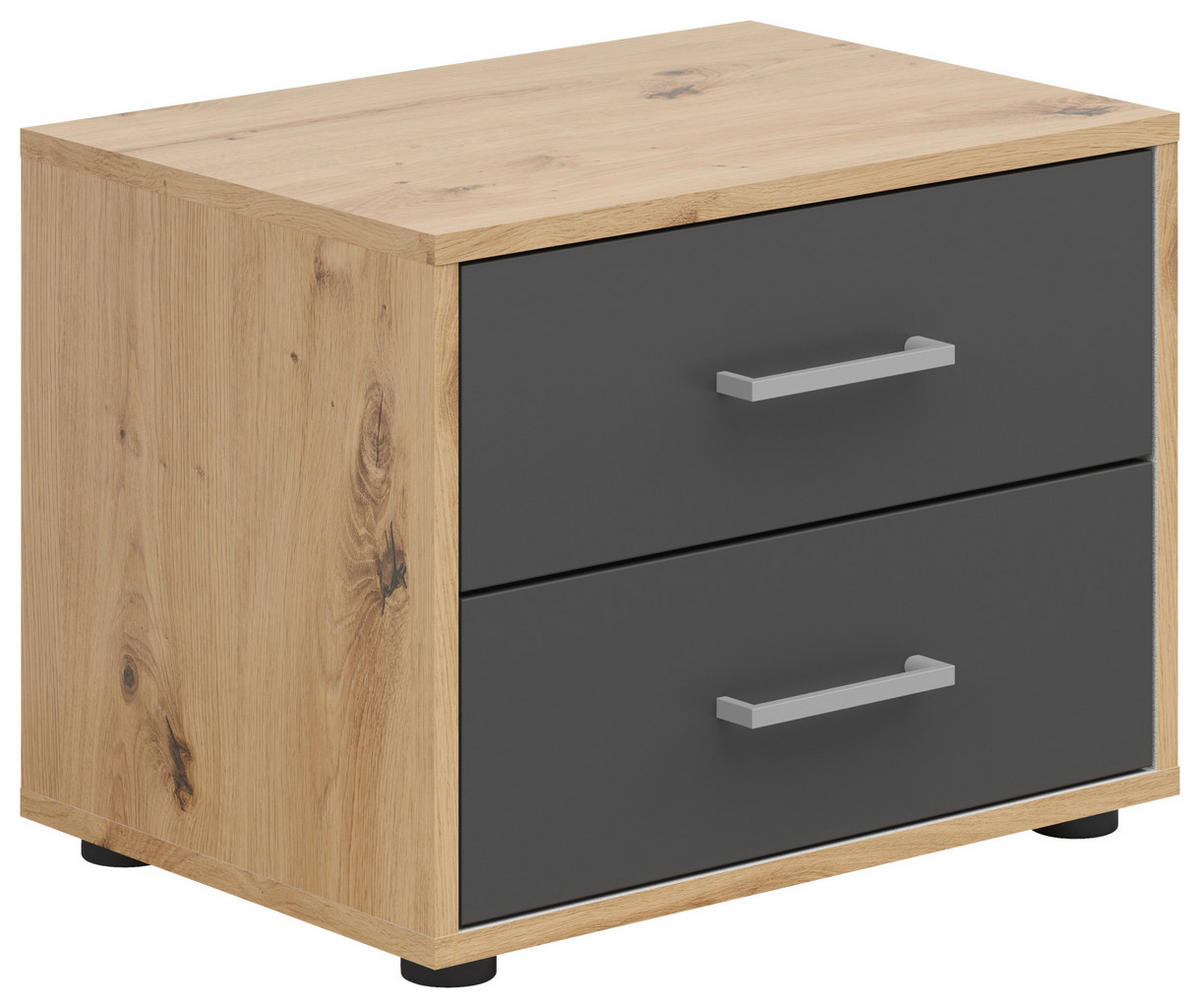 NACHTSCHRANK  - Anthrazit/Silberfarben, Basics, Holzwerkstoff/Kunststoff (50/38/35cm)