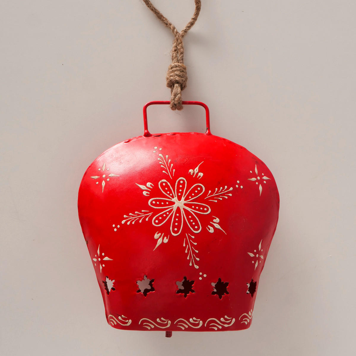 DEKOGLOCKE - Rot/Weiß, Trend, Textil/Metall (16/5/17cm)