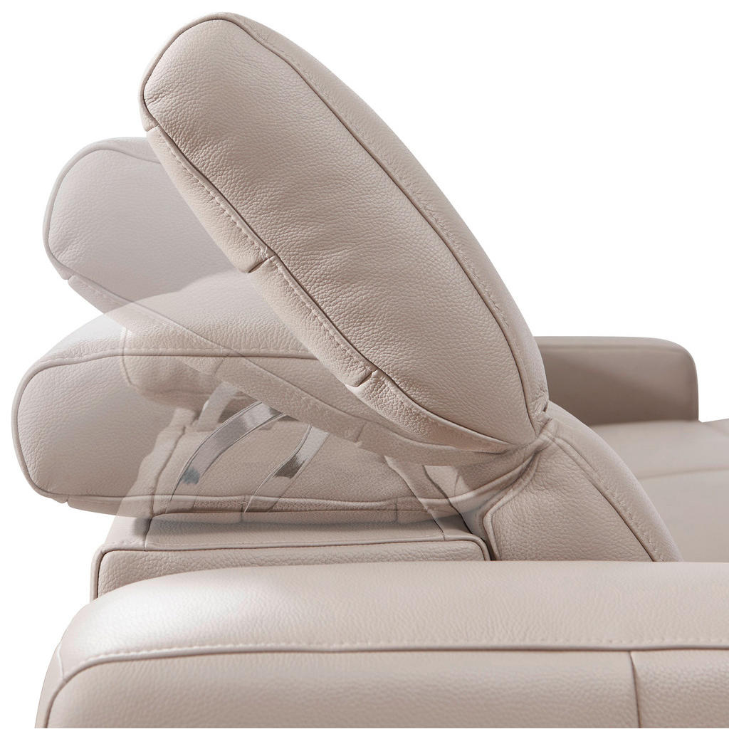 Thumbnail - Pure Home Lifestyle Wohnlandschaft, Hellgrau, Leder, Echtleder, Dickleder, Uni, 4-Sitzer, Ottomane links, L-Form, 292x17...