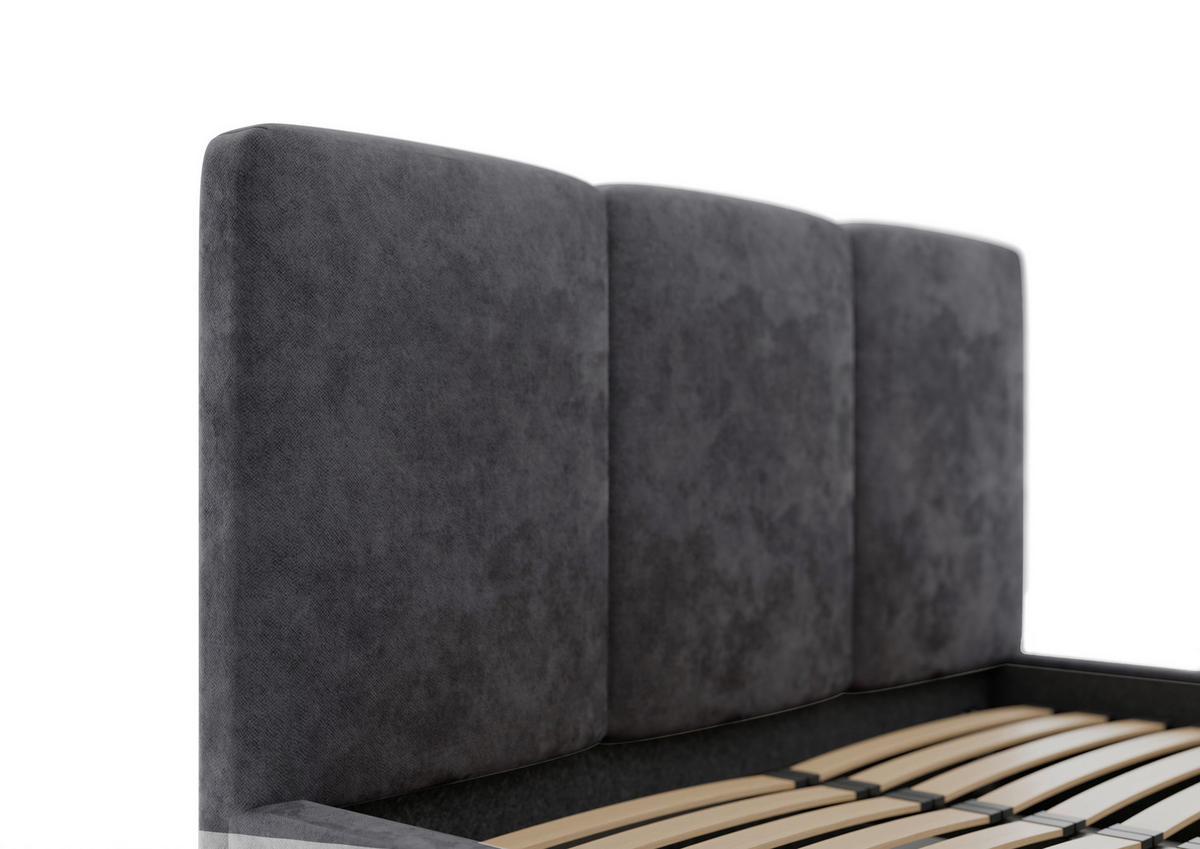 POLSTERBETT Lattenrost, Bettkasten 140/200 cm  in Graphitfarben  - Schwarz/Graphitfarben, Design, Holz/Textil (140/200cm) - Boxxx